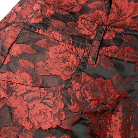 GANNI Floral Jacquard Maxi SKIRT Size 40 8 L High Risk Red Slit Pockets EUC - Picture 11 of 15